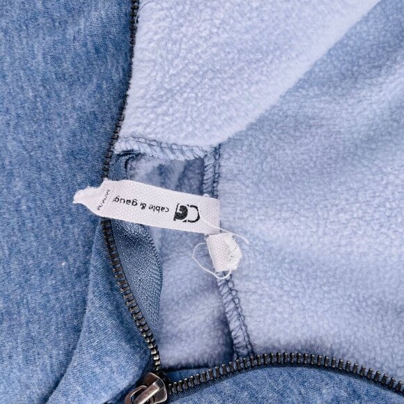 Cable & Gauge Blue Quarter-Zip Pullover Sweatshirt Size M - Picture 2 of 6